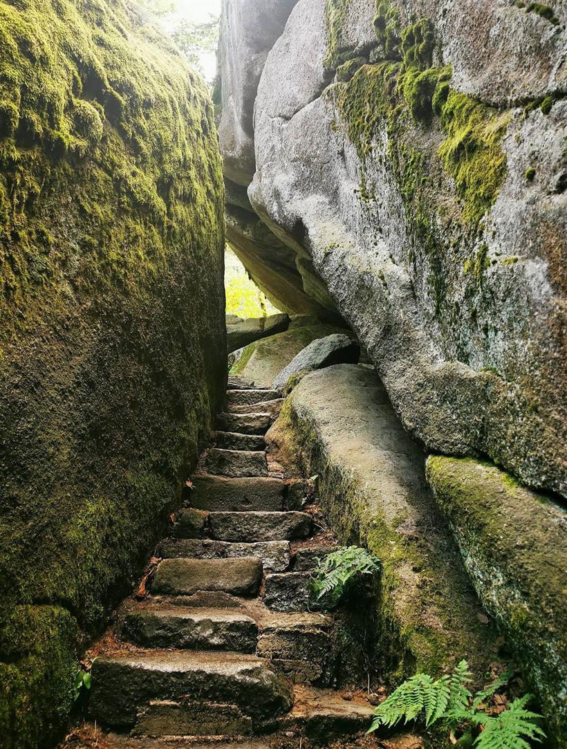 The Resource Trail – stone steps lead upwards station by station, like the path into action